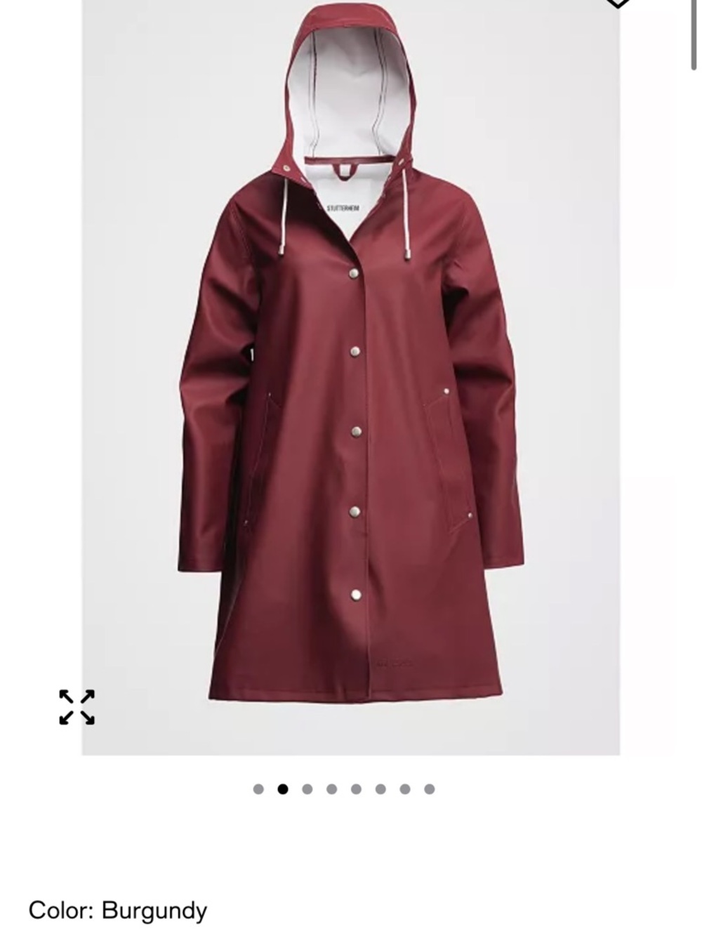 Stutterheim Lightweight Raincoat Burgundy Waterproof Hooded Women's